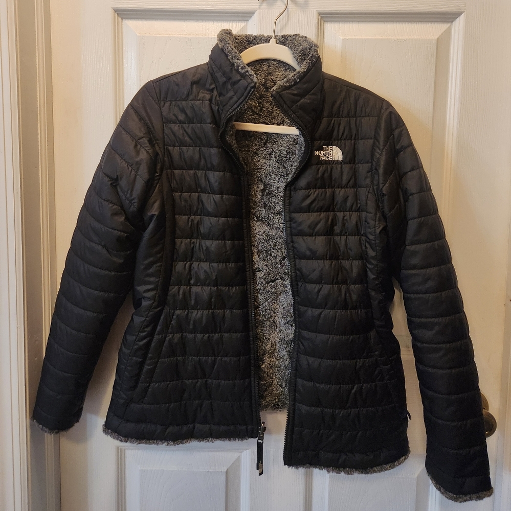 Girl's Black Quilted Reversible Jacket